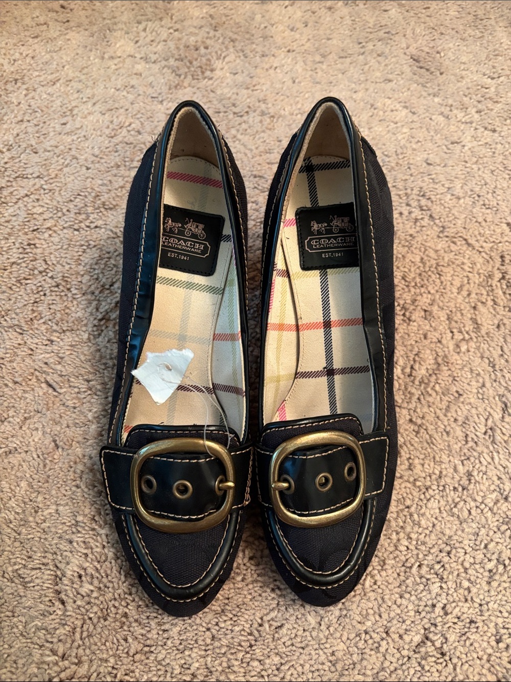 Coach Black Women's Buckle Loafers with Brass-Tone Hardware